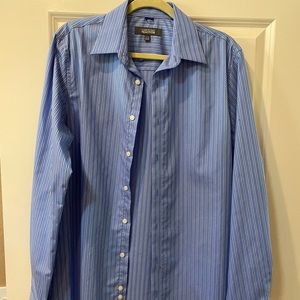 Mens Kenneth Cole Blue Striped Dress Shirt, size 15.5 34-35 slim fit